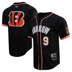 Cincinnati Bengals  Joe Burrow  Pro Standard Mesh Baseball Button-Up T-Shirt