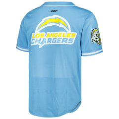 Los Angeles Chargers  Justin Herbert  Pro Standard Mesh Baseball Button-Up T-Shirt