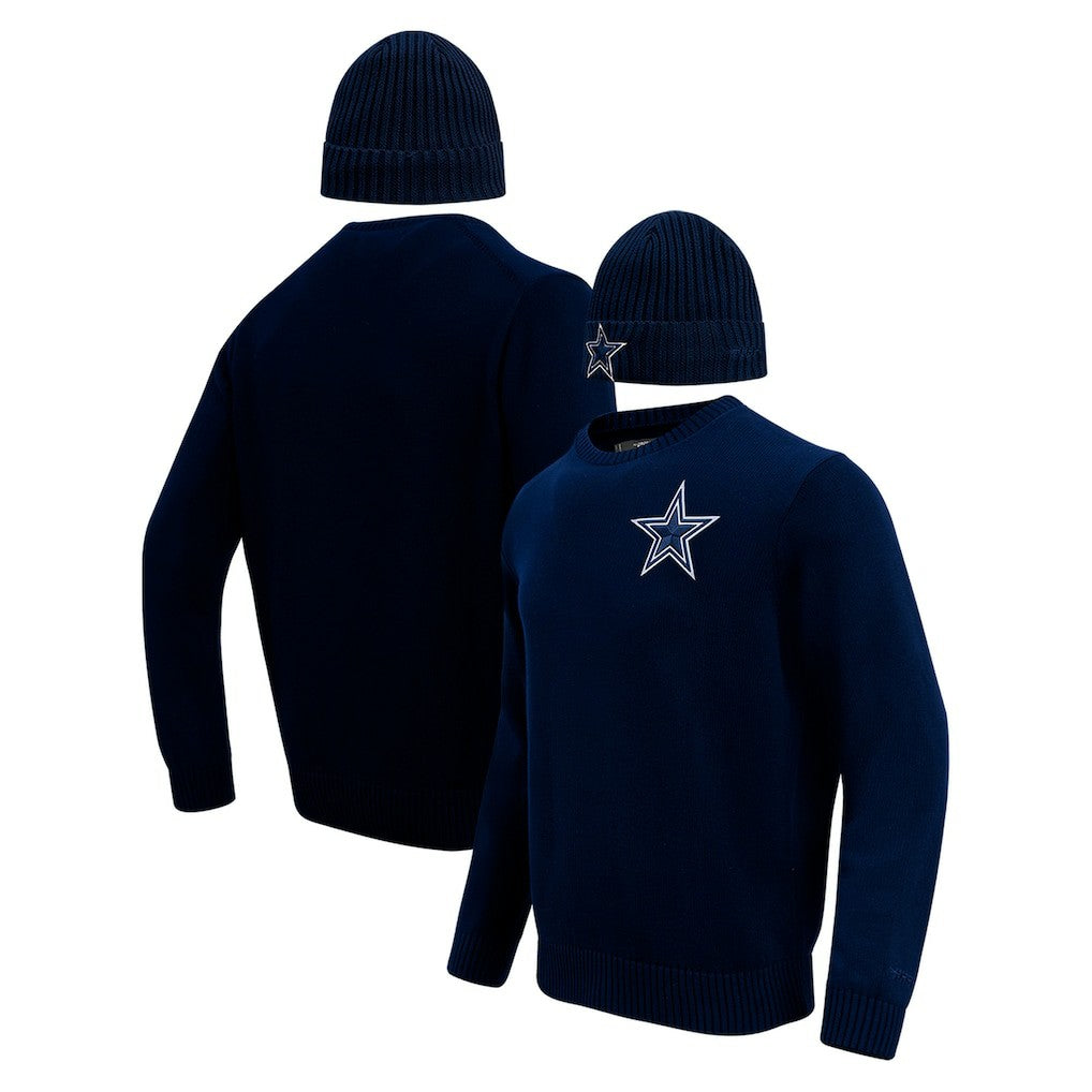 Dallas Cowboys  Pro Standard Crewneck Pullover Sweater & Cuffed Knit Hat Box Gift Set