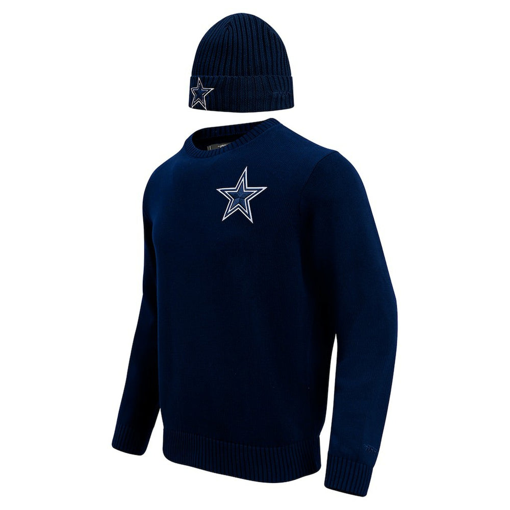 Dallas Cowboys  Pro Standard Crewneck Pullover Sweater & Cuffed Knit Hat Box Gift Set