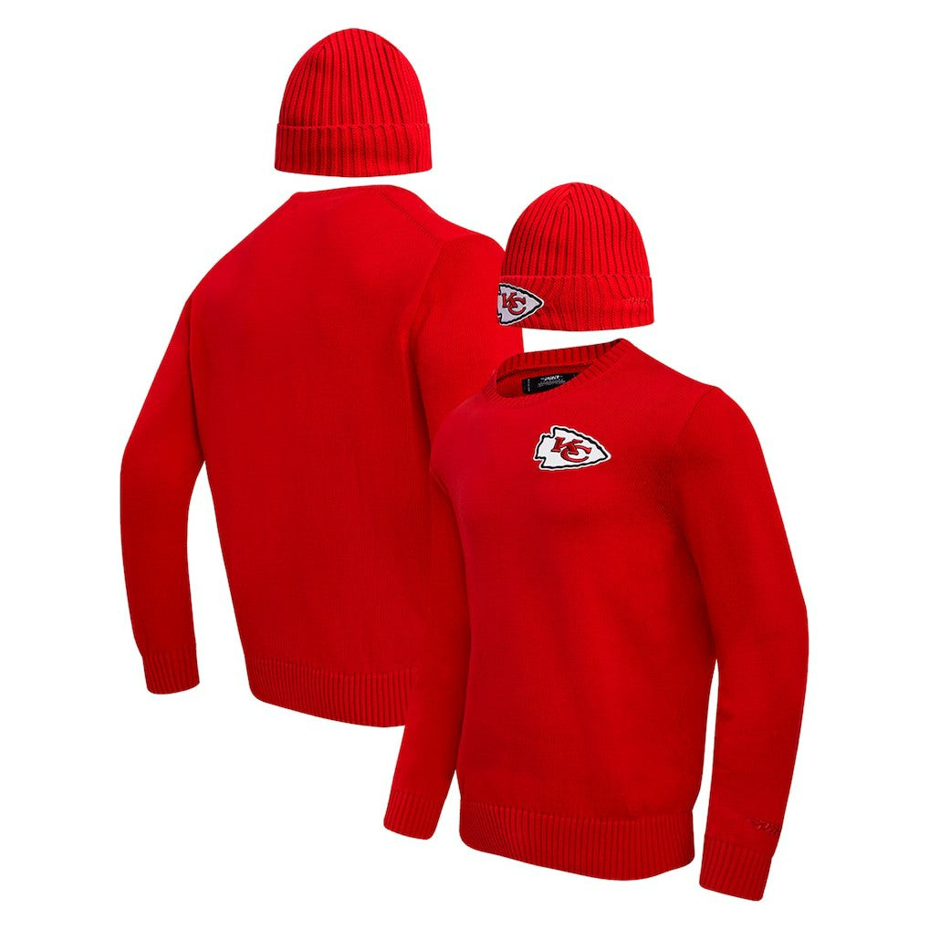 Kansas City Chiefs  Pro Standard Crewneck Pullover Sweater & Cuffed Knit Hat Box Gift Set