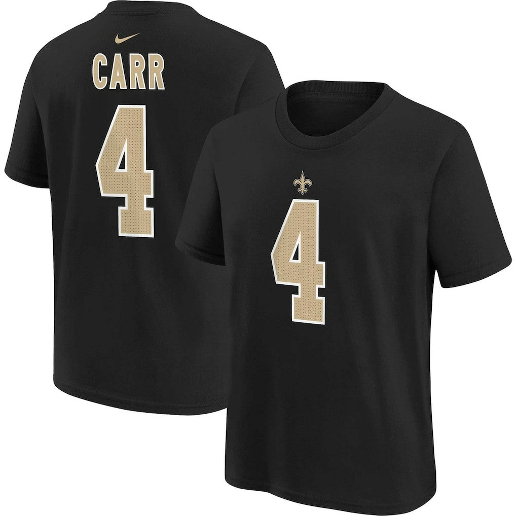 New Orleans Saints Nike Derek Carr  Youth Player Name & Number T-Shirt