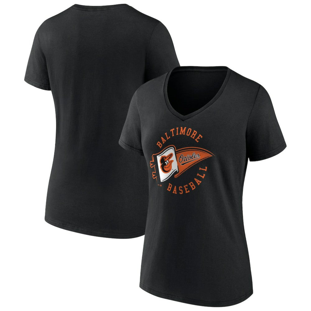 Baltimore Orioles Women's Hometown Baltimore Pennant V-Neck T-Shirt | MLB Sale