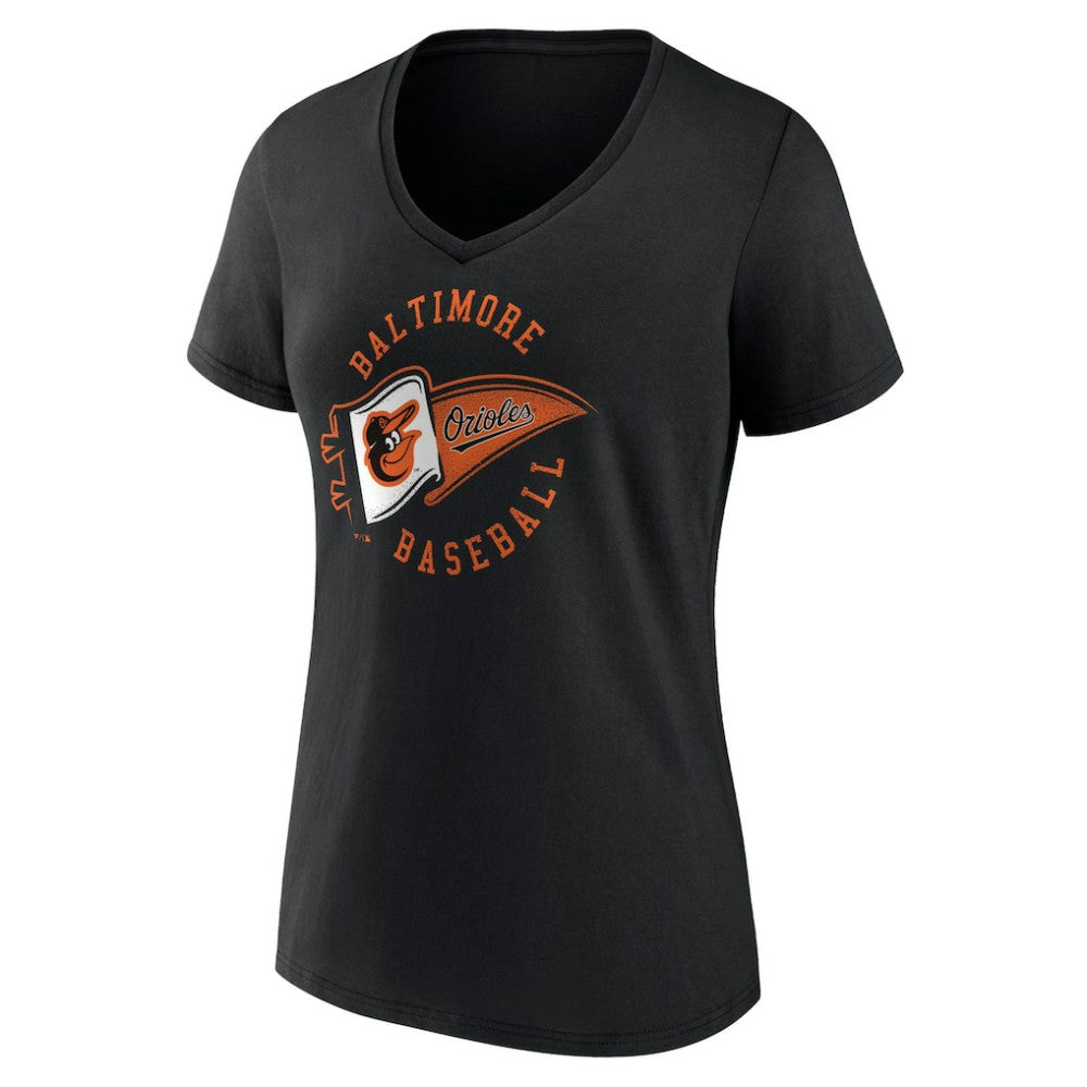 Baltimore Orioles Women's Hometown Baltimore Pennant V-Neck T-Shirt | MLB Sale
