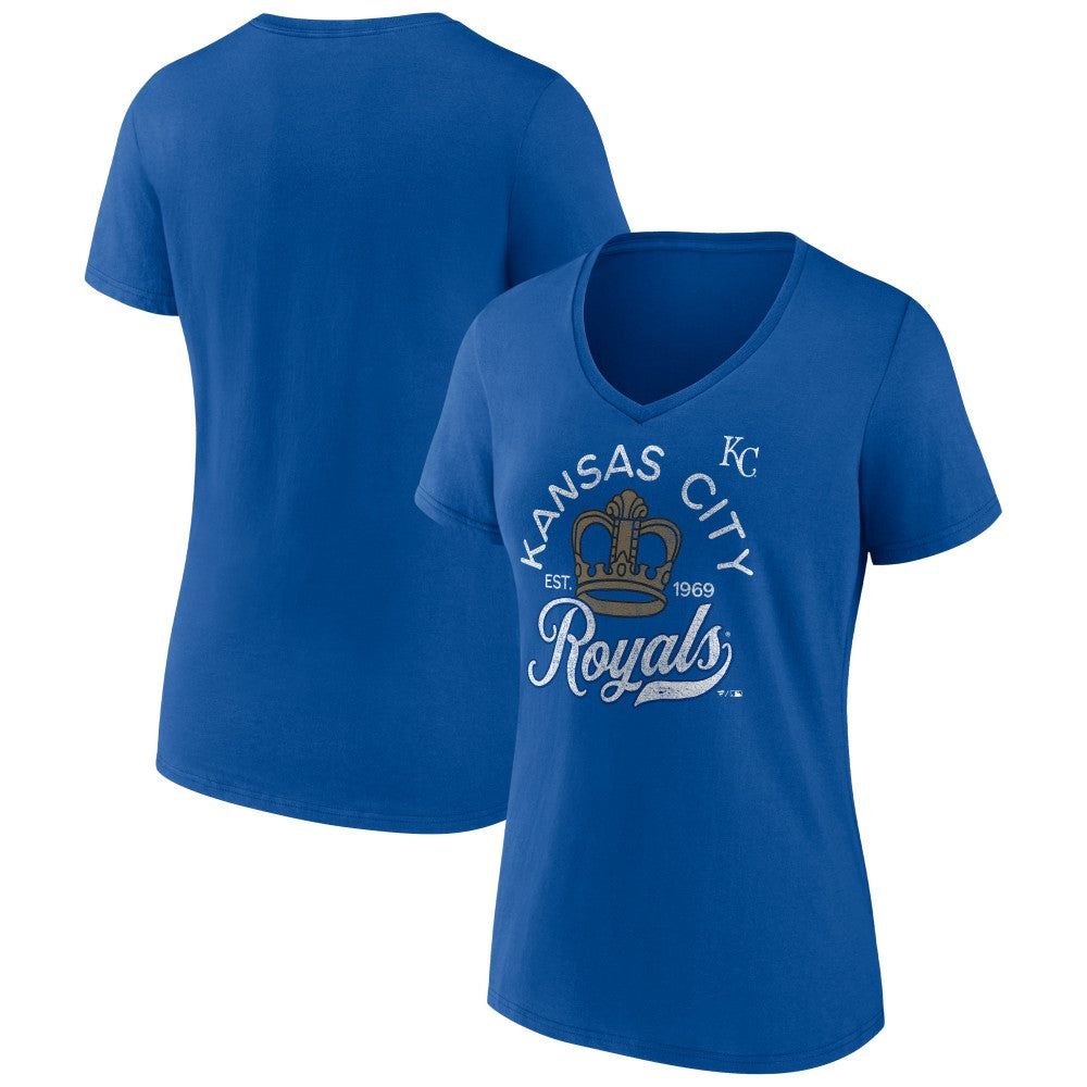 Kansas City Royals Women's Hometown Retro Crown V-Neck T-Shirt | MLB Discount
