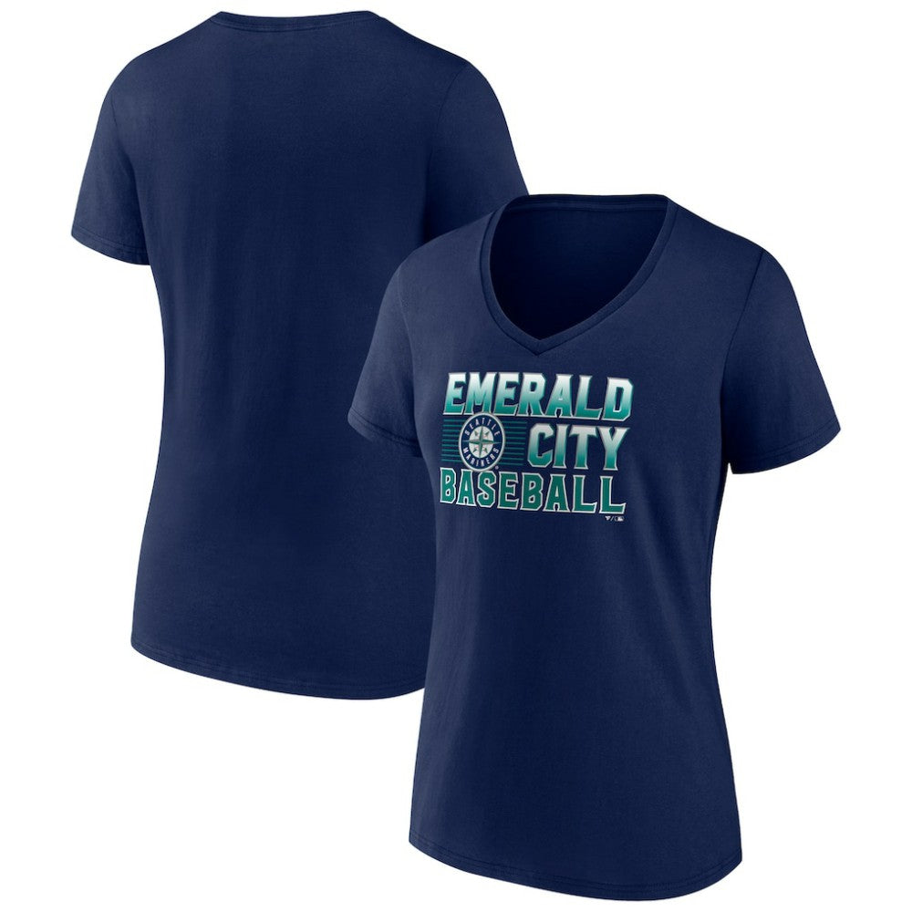 Seattle Mariners Women's Hometown Emerald Baseball V-Neck T-Shirt | MLB On Sale