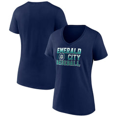 Seattle Mariners Women's Hometown Emerald Baseball V-Neck T-Shirt | MLB On Sale