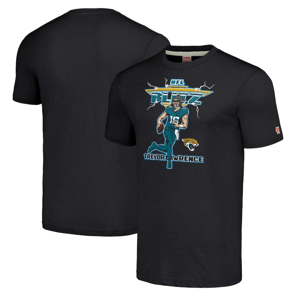 Jacksonville Jaguars  Trevor Lawrence  Homage Unisex NFL Blitz Player Tri-Blend T-Shirt