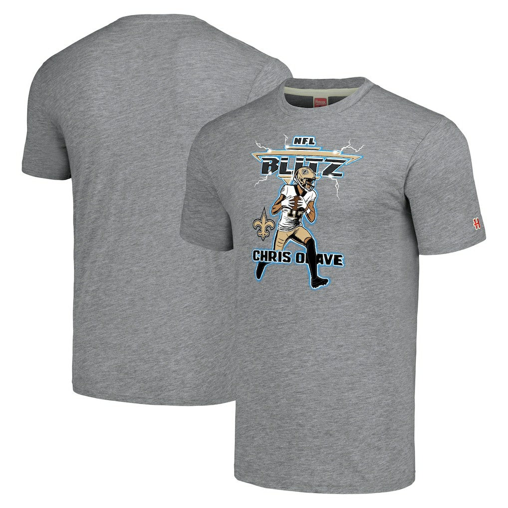 New Orleans Saints  Chris Olave  Homage Unisex NFL Blitz Player Tri-Blend T-Shirt