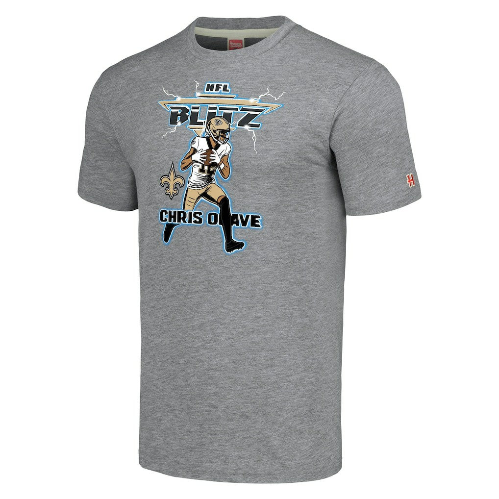 New Orleans Saints  Chris Olave  Homage Unisex NFL Blitz Player Tri-Blend T-Shirt