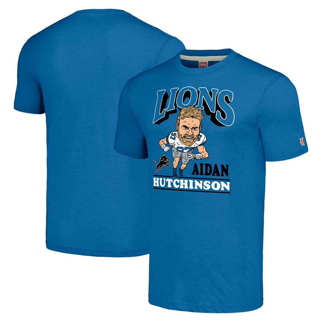 Detroit Lions  Aidan Hutchinson  Homage Unisex Caricature Player Tri-Blend T-Shirt