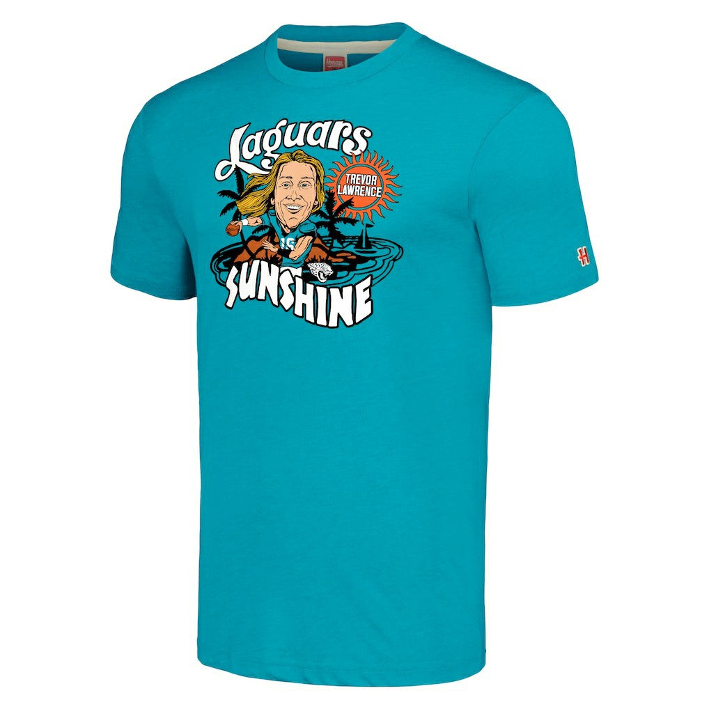 Jacksonville Jaguars  Trevor Lawrence  Homage Unisex Caricature Player Tri-Blend T-Shirt