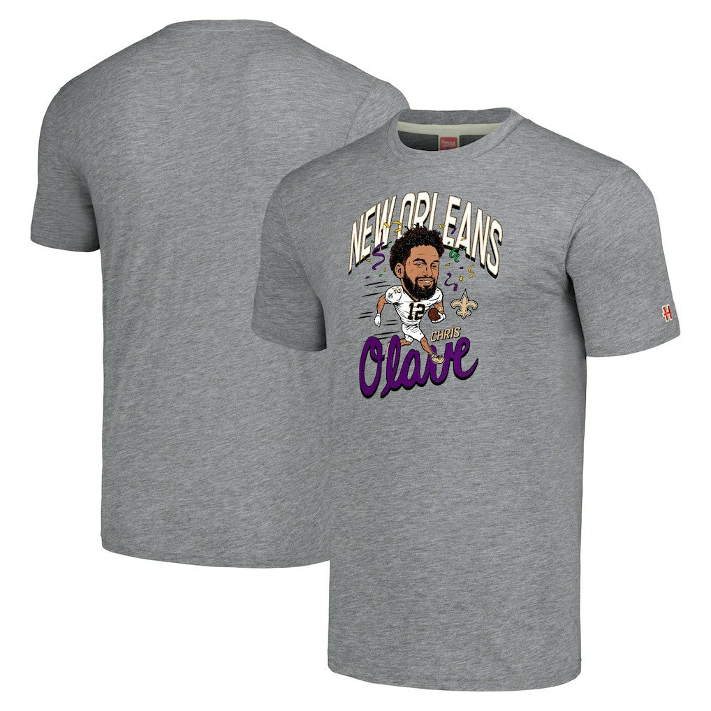 New Orleans Saints  Chris Olave  Homage Unisex Caricature Player Tri-Blend T-Shirt