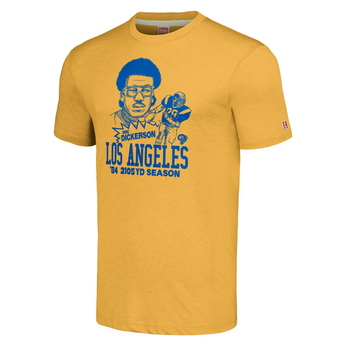 Los Angeles Rams  Eric Dickerson  Homage Unisex Caricature Retired Player Tri-Blend T-Shirt