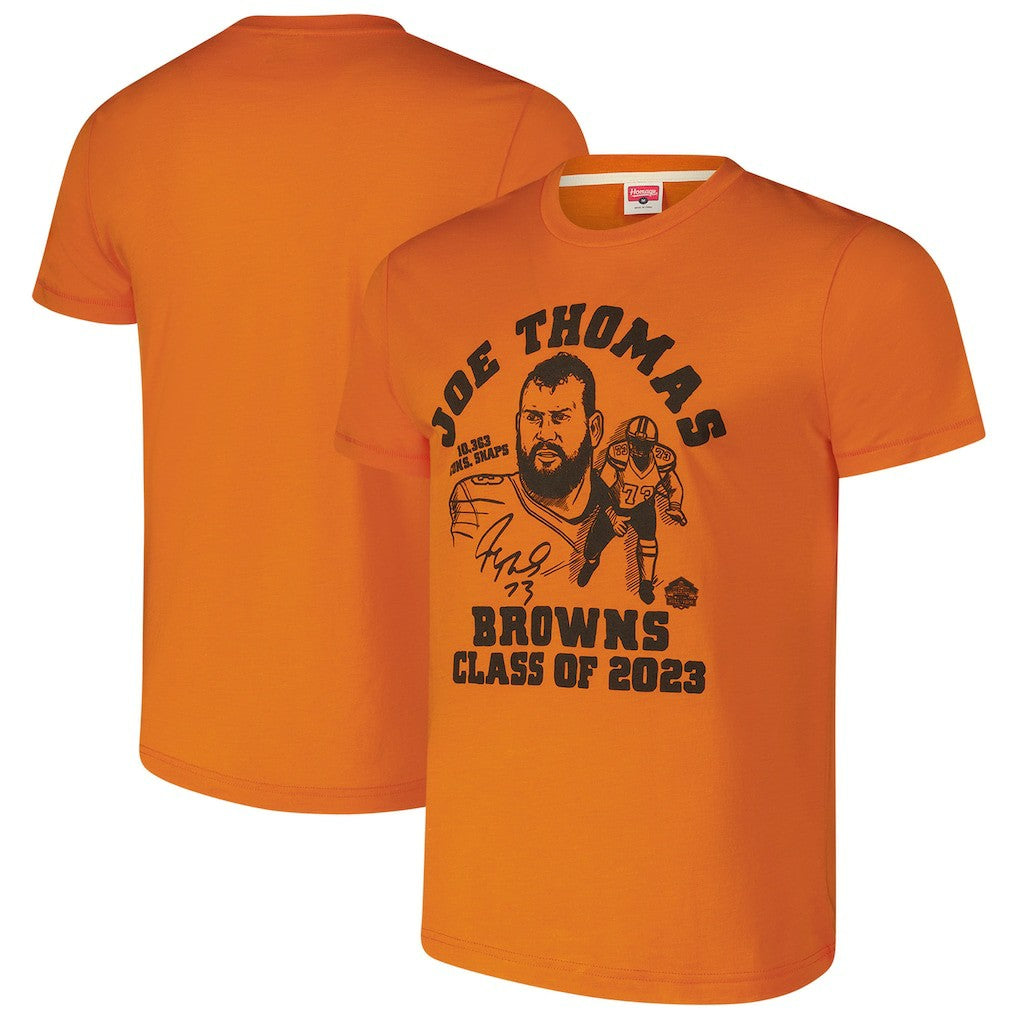 Cleveland Browns  Joe Thomas  Homage Unisex Caricature Retired Player Tri-Blend T-Shirt