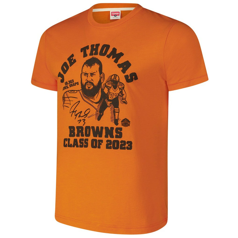 Cleveland Browns  Joe Thomas  Homage Unisex Caricature Retired Player Tri-Blend T-Shirt