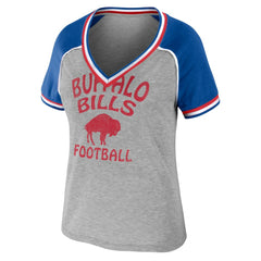Buffalo Bills  WEAR by Erin Andrews Women's Cropped Raglan Throwback V-Neck T-Shirt