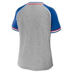 Buffalo Bills  WEAR by Erin Andrews Women's Cropped Raglan Throwback V-Neck T-Shirt
