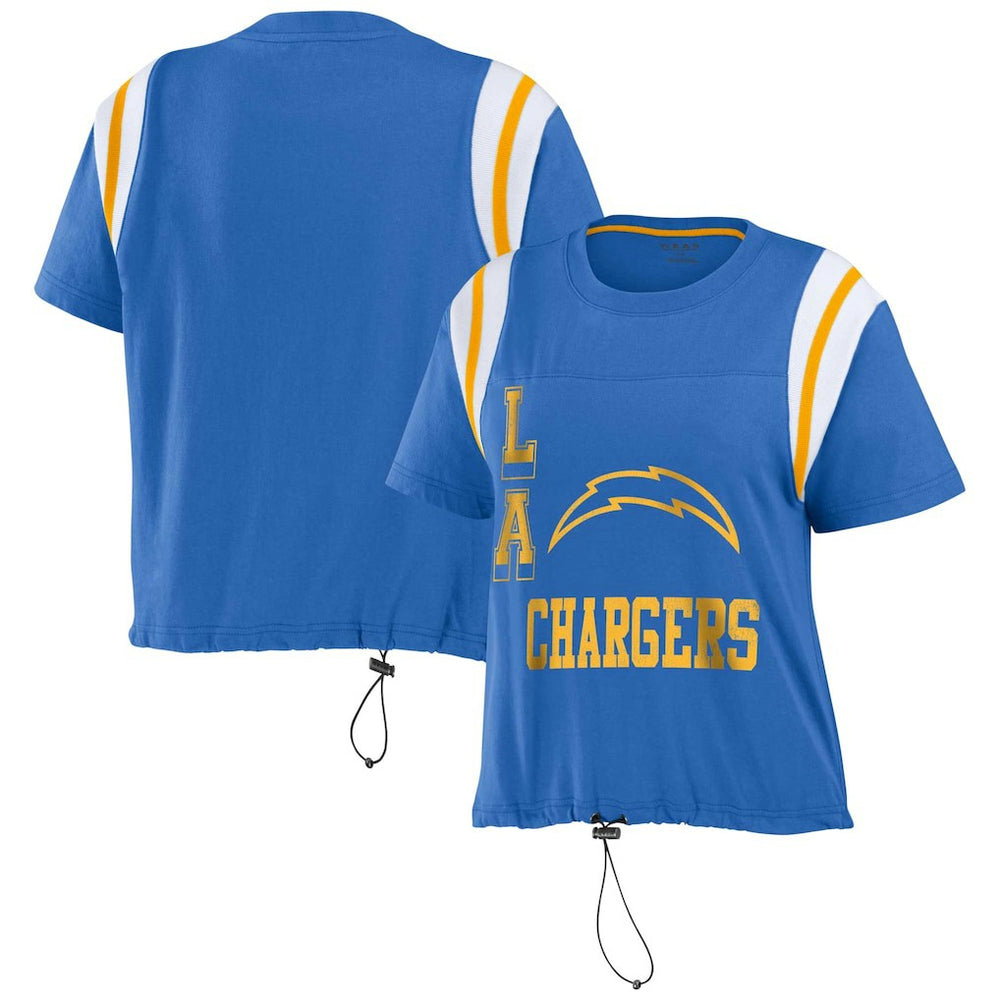 Los Angeles Chargers  WEAR by Erin Andrews Women's Cinched Colorblock T-Shirt