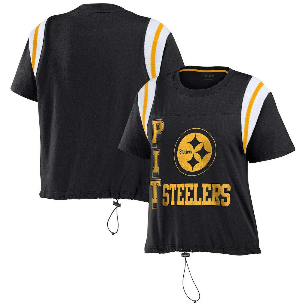 Pittsburgh Steelers  WEAR by Erin Andrews Women's Cinched Colorblock T-Shirt