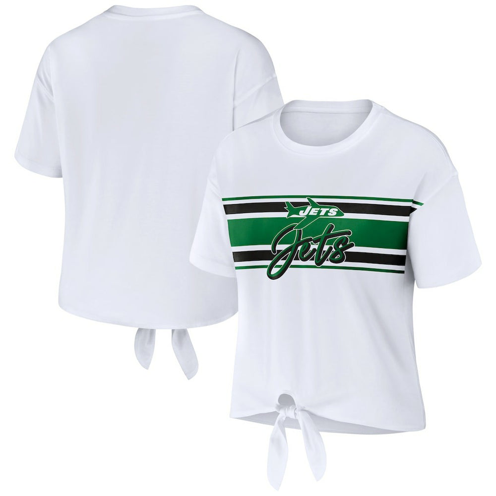 New York Jets  WEAR by Erin Andrews Women's Front Tie Retro T-Shirt