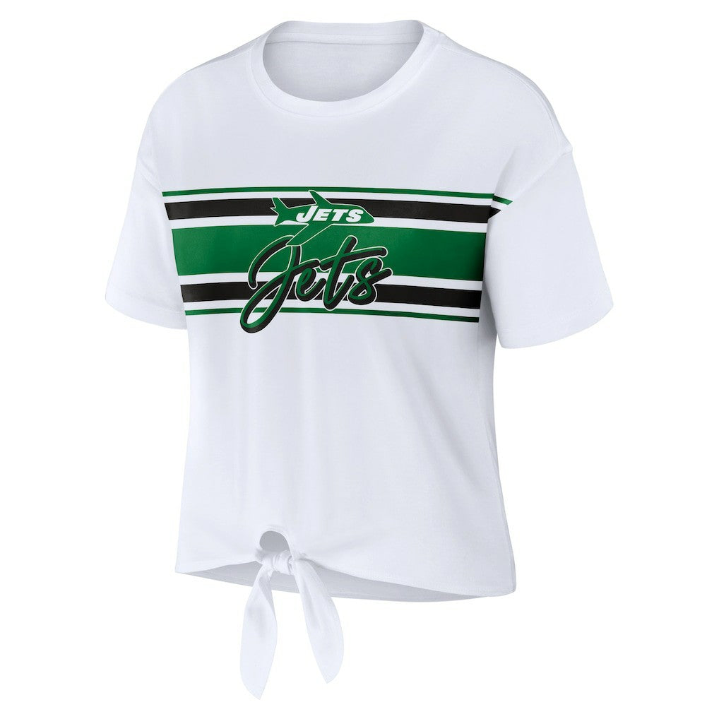 New York Jets  WEAR by Erin Andrews Women's Front Tie Retro T-Shirt