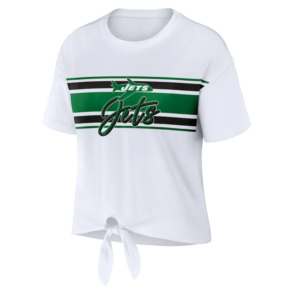 New York Jets  WEAR by Erin Andrews Women's Front Tie Retro T-Shirt