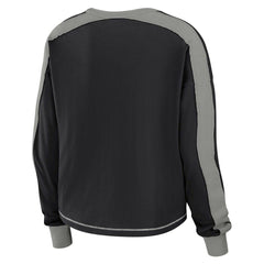 Las Vegas Raiders  WEAR by Erin Andrews Women's Color Block Modest Crop Long Sleeve T-Shirt