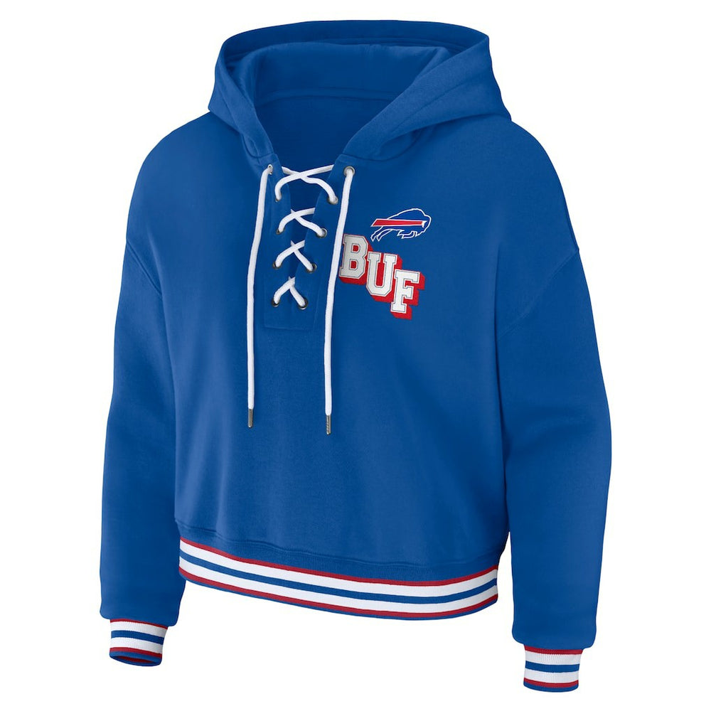 Buffalo Bills  WEAR by Erin Andrews Women's Lace-Up Pullover Hoodie