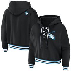 Carolina Panthers  WEAR by Erin Andrews Women's Lace-Up Pullover Hoodie
