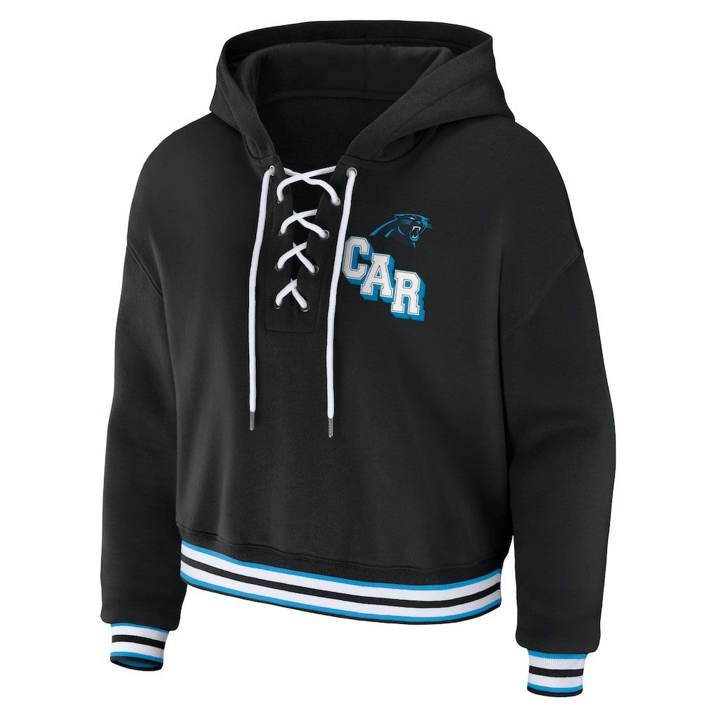Carolina Panthers  WEAR by Erin Andrews Women's Lace-Up Pullover Hoodie