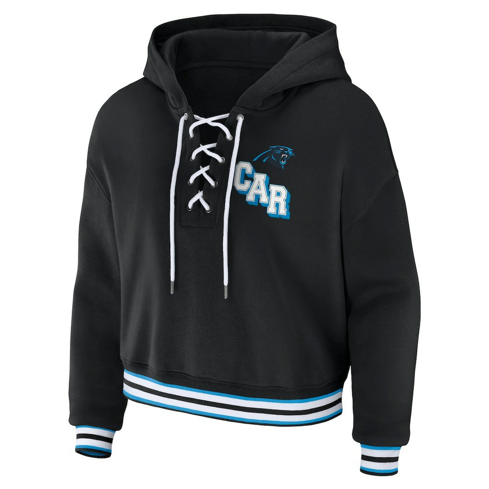 Carolina Panthers  WEAR by Erin Andrews Women's Lace-Up Pullover Hoodie