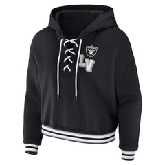 Las Vegas Raiders  WEAR by Erin Andrews Women's Lace-Up Pullover Hoodie