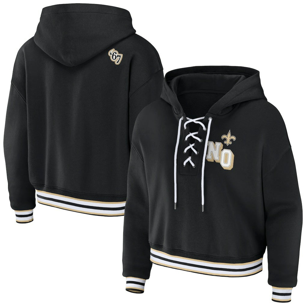 New Orleans Saints  WEAR by Erin Andrews Women's Lace-Up Pullover Hoodie