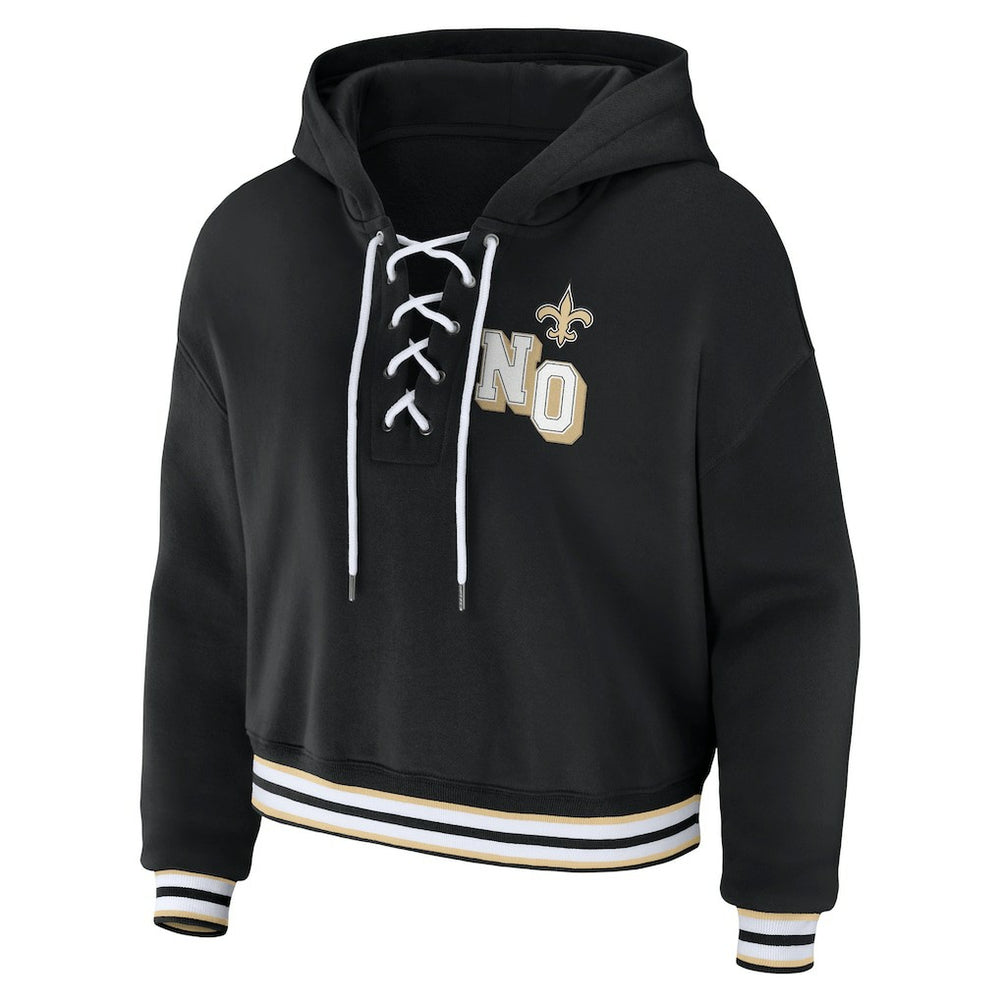 New Orleans Saints  WEAR by Erin Andrews Women's Lace-Up Pullover Hoodie