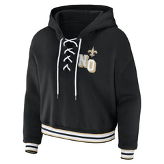 New Orleans Saints  WEAR by Erin Andrews Women's Lace-Up Pullover Hoodie