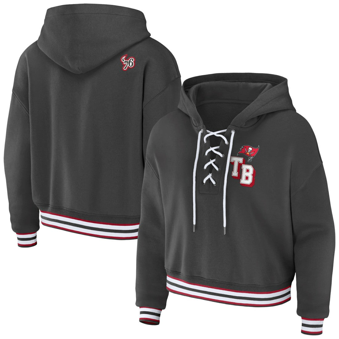 Tampa Bay Buccaneers  WEAR by Erin Andrews Women's Lace-Up Pullover Hoodie