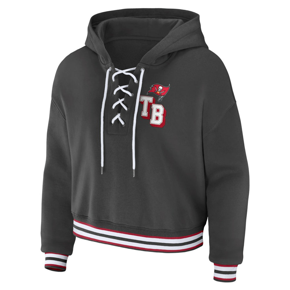 Tampa Bay Buccaneers  WEAR by Erin Andrews Women's Lace-Up Pullover Hoodie