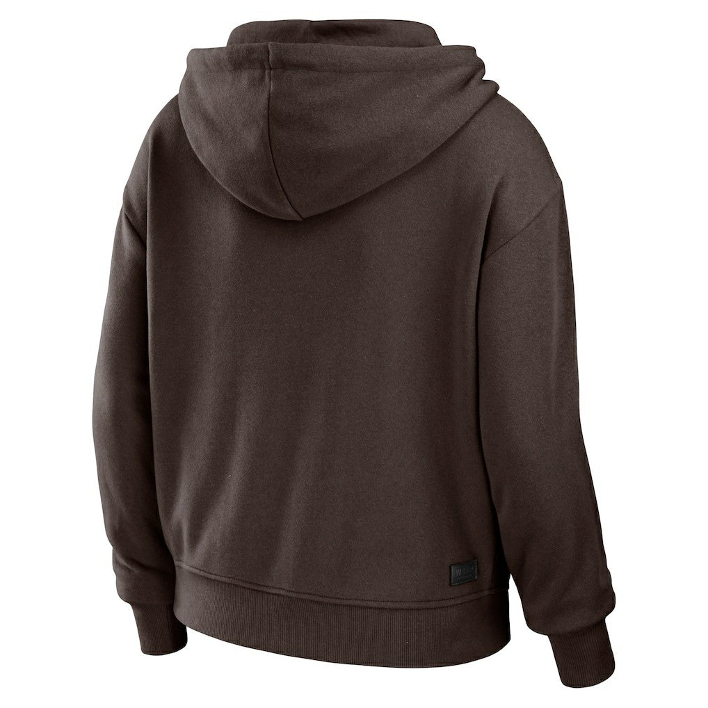 Cleveland Browns  WEAR by Erin Andrews Women's Color Block Light Weight Modest Crop Full-Zip Hoodie