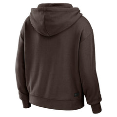 Cleveland Browns  WEAR by Erin Andrews Women's Color Block Light Weight Modest Crop Full-Zip Hoodie