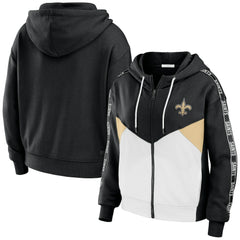 New Orleans Saints  WEAR by Erin Andrews Women's Color Block Light Weight Modest Crop Full-Zip Hoodie