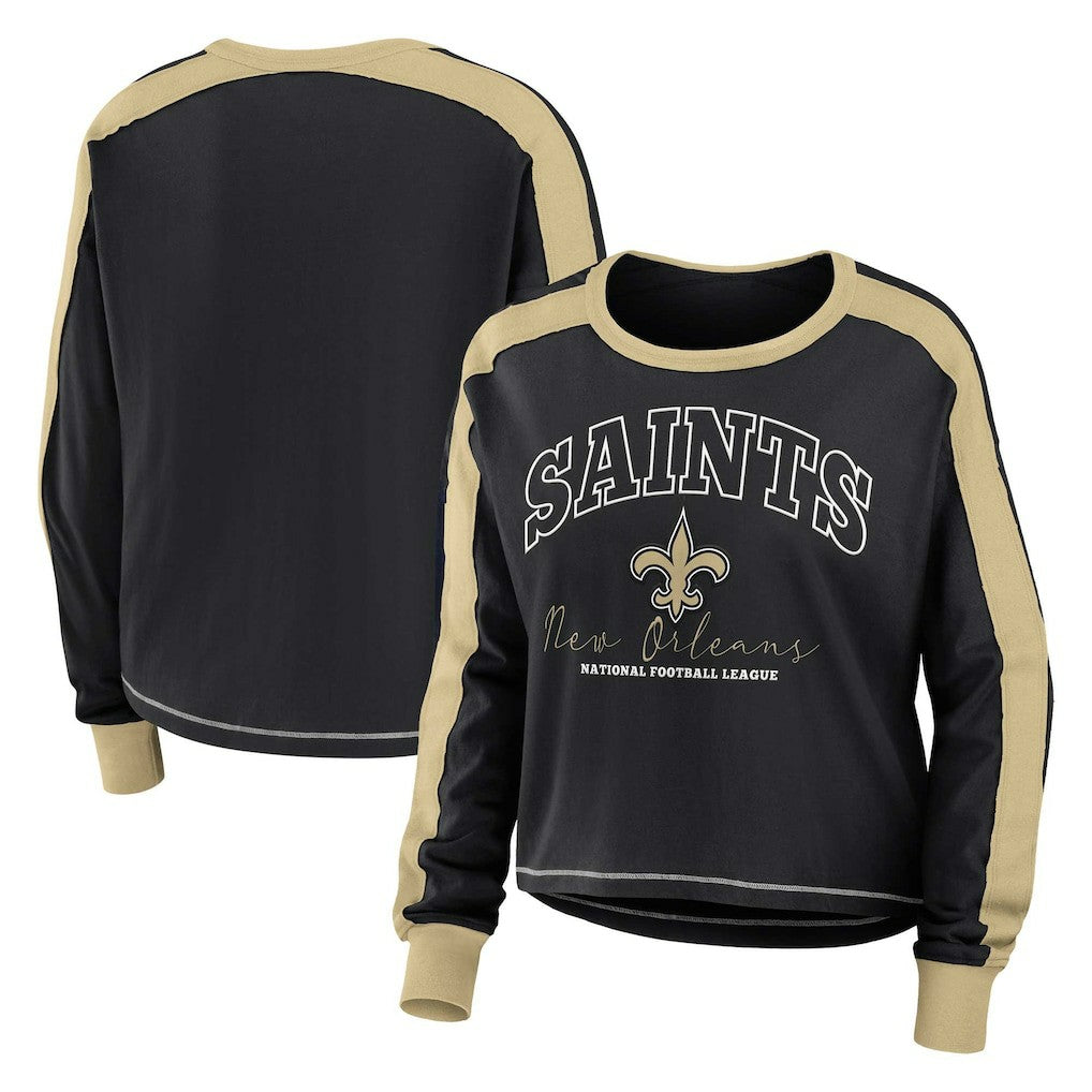 New Orleans Saints  WEAR by Erin Andrews Women's Plus Size Colorblock Long Sleeve T-Shirt