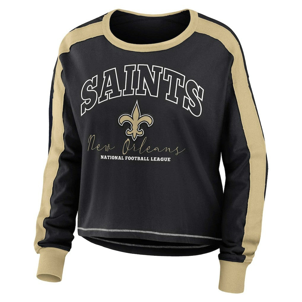 New Orleans Saints  WEAR by Erin Andrews Women's Plus Size Colorblock Long Sleeve T-Shirt