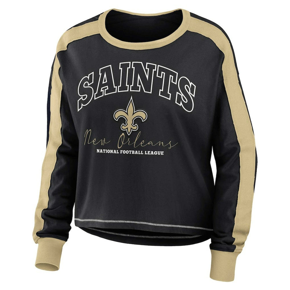 New Orleans Saints  WEAR by Erin Andrews Women's Plus Size Colorblock Long Sleeve T-Shirt