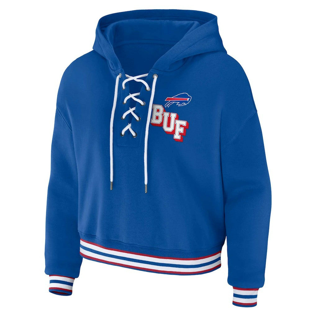 Buffalo Bills  WEAR by Erin Andrews Women's Plus Size Lace-Up Pullover Hoodie