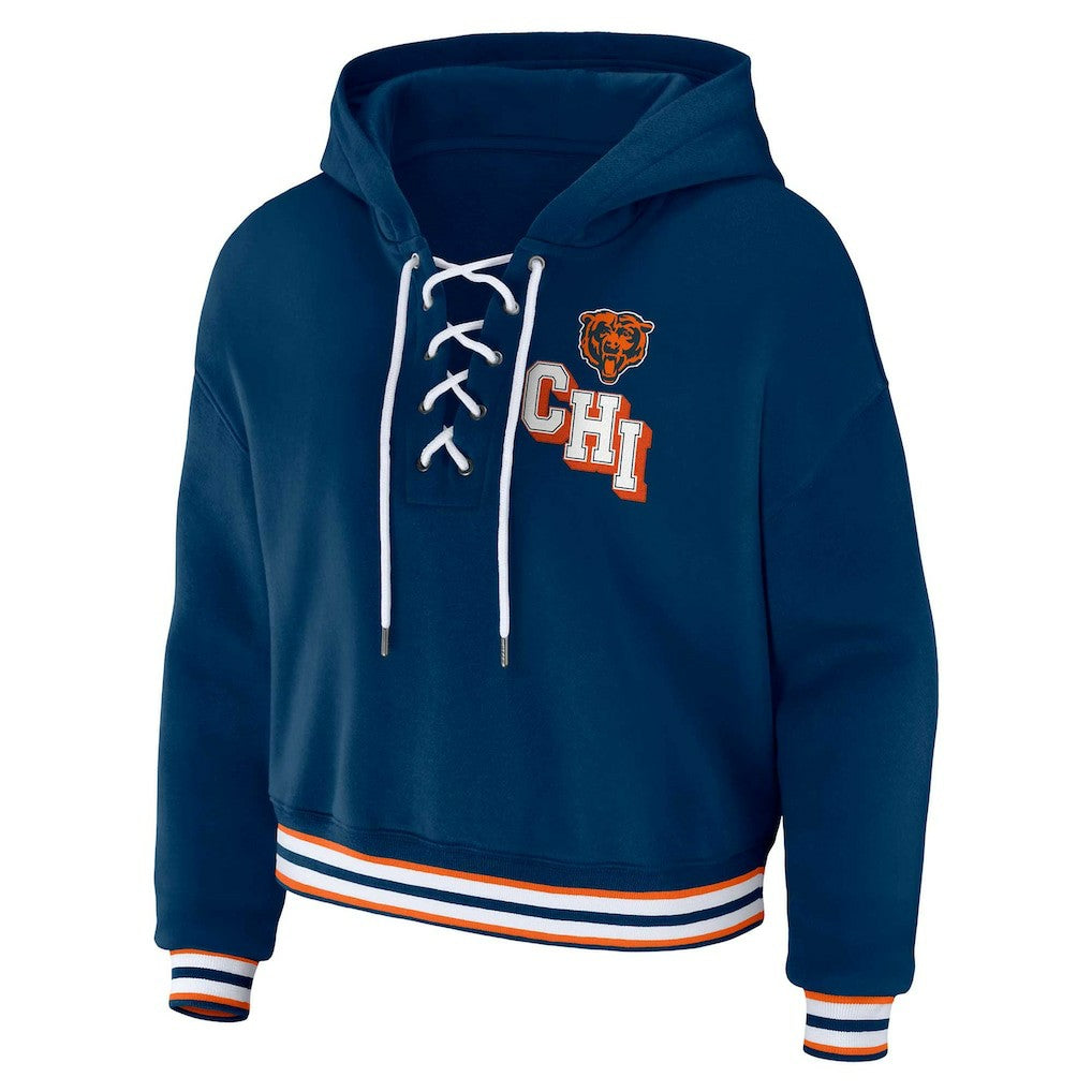 Chicago Bears  WEAR by Erin Andrews Women's Plus Size Lace-Up Pullover Hoodie