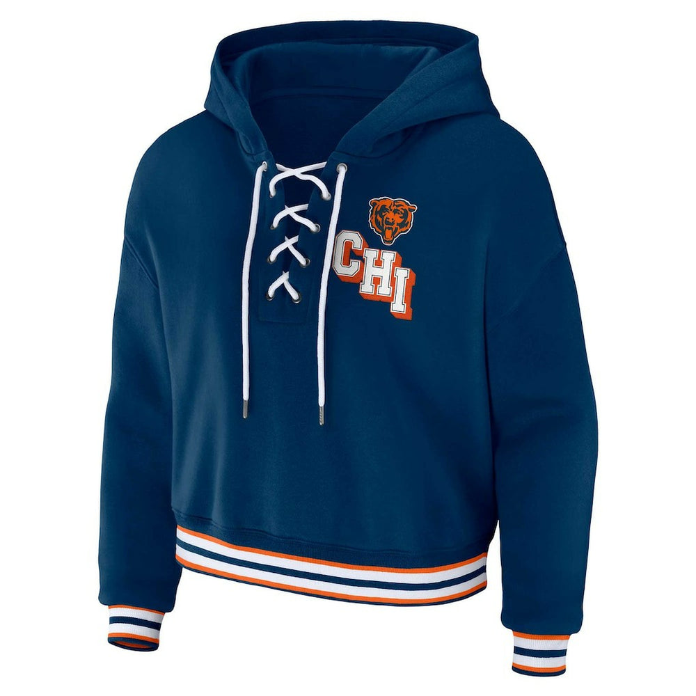 Chicago Bears  WEAR by Erin Andrews Women's Plus Size Lace-Up Pullover Hoodie