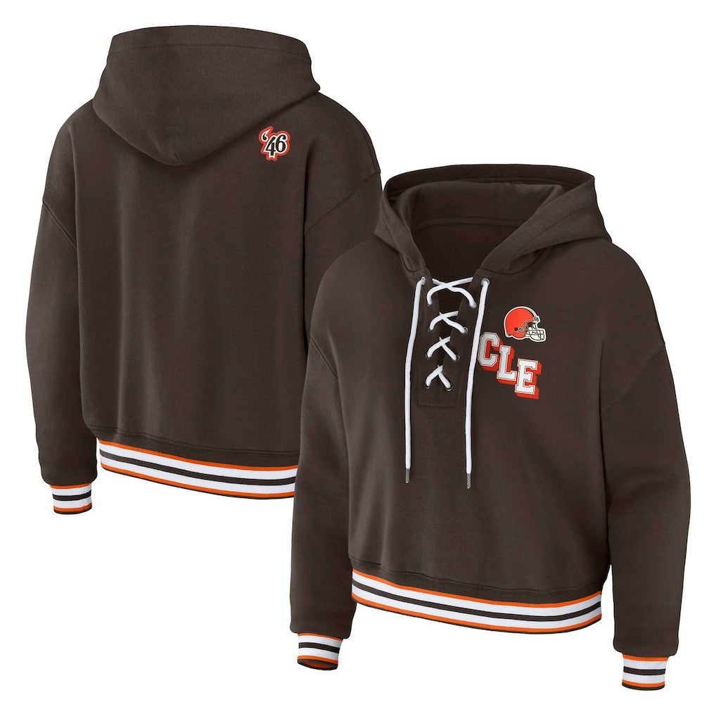 Cleveland Browns  WEAR by Erin Andrews Women's Plus Size Lace-Up Pullover Hoodie
