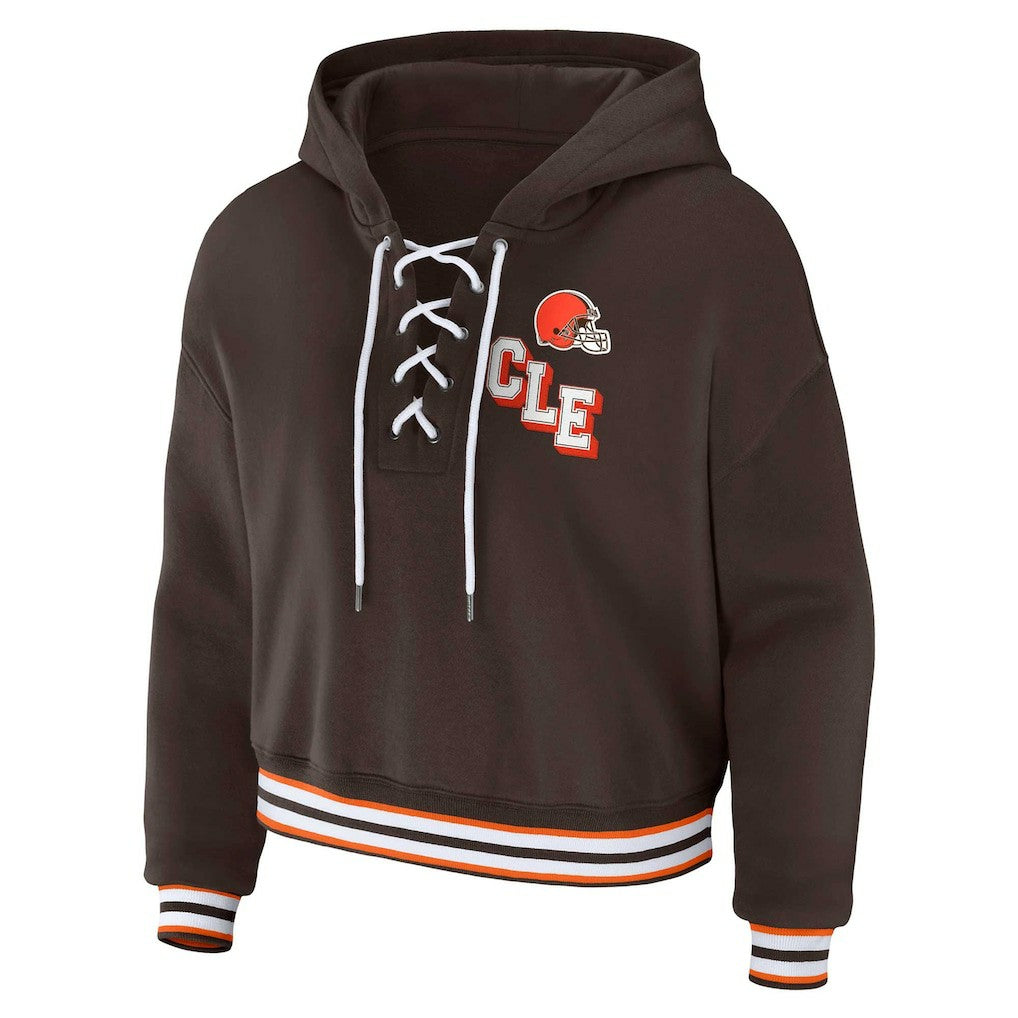 Cleveland Browns  WEAR by Erin Andrews Women's Plus Size Lace-Up Pullover Hoodie