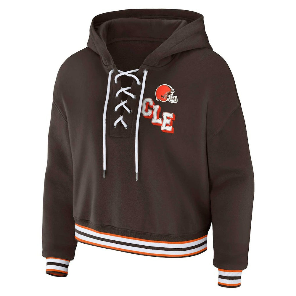 Cleveland Browns  WEAR by Erin Andrews Women's Plus Size Lace-Up Pullover Hoodie